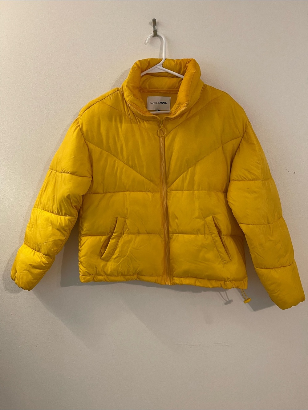 Fashion Nova Bright Yellow Puffer Coat